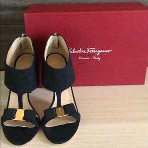 Ferragamo PELLAS black suede sandals BRAND NEW